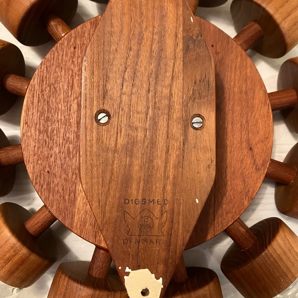 DIGSMED Danish Teak Spice Rack Wheel with 12 Glass Jars Midcentury Modern Kitche - Picture 3 of 8